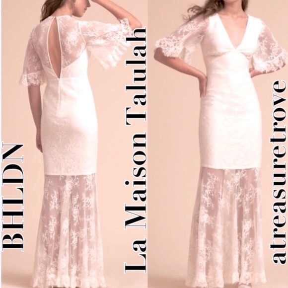 La Maison Talulah BHLDN Anson XS 0/2 Off White Allover Lace Wedding Bridal Maxi - Picture 3 of 6